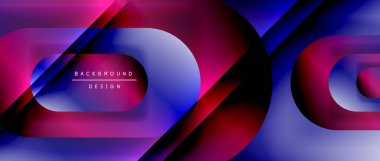 Çizgiler ve modern formlarla vektör geometrik arkaplan. Soyut yuvarlak şekiller, gölge ve ışık efektleri ile akışkan eğimli