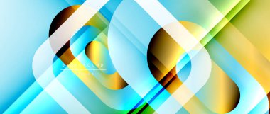 Çizgiler ve modern formlarla vektör geometrik arkaplan. Soyut yuvarlak şekiller, gölge ve ışık efektleri ile akışkan eğimli