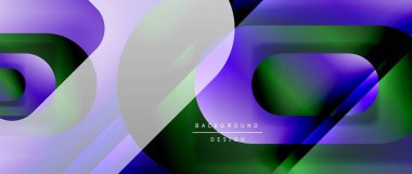 Çizgiler ve modern formlarla vektör geometrik arkaplan. Soyut yuvarlak şekiller, gölge ve ışık efektleri ile akışkan eğimli