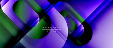 Çizgiler ve modern formlarla vektör geometrik arkaplan. Soyut yuvarlak şekiller, gölge ve ışık efektleri ile akışkan eğimli