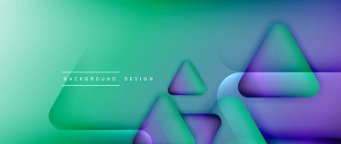 Üçgen geometrik soyut arkaplanı şekillendirir. Üç boyutlu gölge efektleri ve sıvı eğimleri. Metin mesajınız için modern üstüste bindirme formları duvar kağıdı