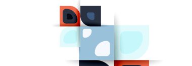 Soyut yuvarlak şekiller ve gölge efektleri tekrarlanan vektör modern geometrik arkaplan kümesi