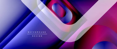 Çizgiler ve modern formlarla vektör geometrik arkaplan. Soyut yuvarlak şekiller, gölge ve ışık efektleri ile akışkan eğimli