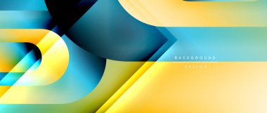 Çizgiler ve modern formlarla vektör geometrik arkaplan. Soyut yuvarlak şekiller, gölge ve ışık efektleri ile akışkan eğimli