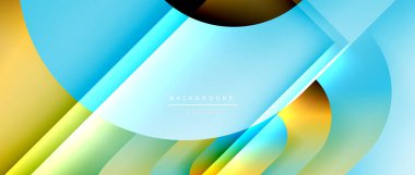 Çizgiler ve modern formlarla vektör geometrik arkaplan. Soyut yuvarlak şekiller, gölge ve ışık efektleri ile akışkan eğimli