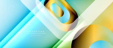 Çizgiler ve modern formlarla vektör geometrik arkaplan. Soyut yuvarlak şekiller, gölge ve ışık efektleri ile akışkan eğimli