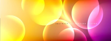 Vektör soyut arka plan sıvı baloncuk daireleri, gölgeler ve ışık efektleri ile sıvı gradyan. Metin için parlak tasarım şablonları