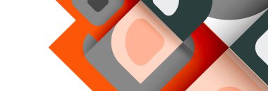 Soyut yuvarlak şekiller ve gölge efektleri tekrarlanan vektör modern geometrik arkaplan kümesi