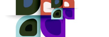 Soyut yuvarlak şekiller ve gölge efektleri tekrarlanan vektör modern geometrik arkaplan kümesi