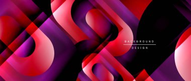 Çizgiler ve modern formlarla vektör geometrik arkaplan. Soyut yuvarlak şekiller, gölge ve ışık efektleri ile akışkan eğimli