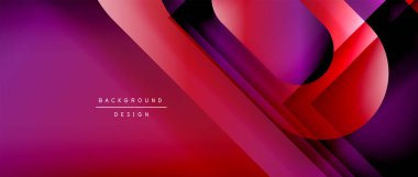 Çizgiler ve modern formlarla vektör geometrik arkaplan. Soyut yuvarlak şekiller, gölge ve ışık efektleri ile akışkan eğimli