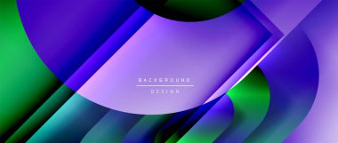 Çizgiler ve modern formlarla vektör geometrik arkaplan. Soyut yuvarlak şekiller, gölge ve ışık efektleri ile akışkan eğimli