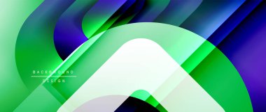 Çizgiler ve modern formlarla vektör geometrik arkaplan. Soyut yuvarlak şekiller, gölge ve ışık efektleri ile akışkan eğimli