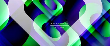 Çizgiler ve modern formlarla vektör geometrik arkaplan. Soyut yuvarlak şekiller, gölge ve ışık efektleri ile akışkan eğimli