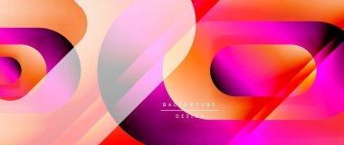 Çizgiler ve modern formlarla vektör geometrik arkaplan. Soyut yuvarlak şekiller, gölge ve ışık efektleri ile akışkan eğimli