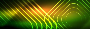 Parlak neon parlayan tekno çizgiler, kare şekilli ileri teknoloji soyut arka plan şablonu