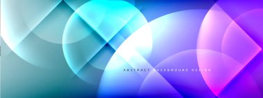 Vektör soyut arkaplan - gölgeler ve ışık efektleri ile sıvı gradyanı üzerinde daire ve çapraz çapraz. Metin için tekno ya da ticari parlak tasarım şablonları