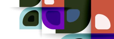 Soyut yuvarlak şekiller ve gölge efektleri tekrarlanan vektör modern geometrik arkaplan kümesi