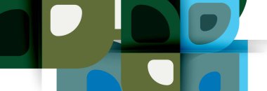 Soyut yuvarlak şekiller ve gölge efektleri tekrarlanan vektör modern geometrik arkaplan kümesi