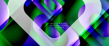 Çizgiler ve modern formlarla vektör geometrik arkaplan. Soyut yuvarlak şekiller, gölge ve ışık efektleri ile akışkan eğimli