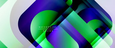 Çizgiler ve modern formlarla vektör geometrik arkaplan. Soyut yuvarlak şekiller, gölge ve ışık efektleri ile akışkan eğimli