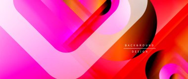 Çizgiler ve modern formlarla vektör geometrik arkaplan. Soyut yuvarlak şekiller, gölge ve ışık efektleri ile akışkan eğimli