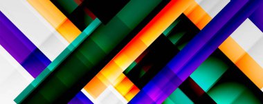 Gölge çizgileri, modern formlar, dikdörtgenler, kareler ve akışkan eğimlere sahip geometrik soyut arkaplanlar. Parlak renkli çizgiler serin arkaplanlar