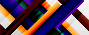 Gölge çizgileri, modern formlar, dikdörtgenler, kareler ve akışkan eğimlere sahip geometrik soyut arkaplanlar. Parlak renkli çizgiler serin arkaplanlar