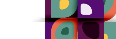 Soyut yuvarlak şekiller ve gölge efektleri tekrarlanan vektör modern geometrik arkaplan kümesi