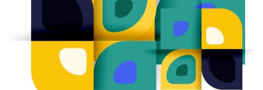 Soyut yuvarlak şekiller ve gölge efektleri tekrarlanan vektör modern geometrik arkaplan kümesi