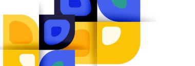 Soyut yuvarlak şekiller ve gölge efektleri tekrarlanan vektör modern geometrik arkaplan kümesi