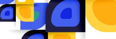 Soyut yuvarlak şekiller ve gölge efektleri tekrarlanan vektör modern geometrik arkaplan kümesi