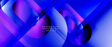 Çizgiler ve modern formlarla vektör geometrik arkaplan. Soyut yuvarlak şekiller, gölge ve ışık efektleri ile akışkan eğimli