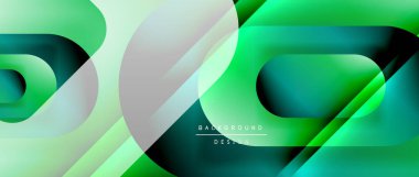 Çizgiler ve modern formlarla vektör geometrik arkaplan. Soyut yuvarlak şekiller, gölge ve ışık efektleri ile akışkan eğimli