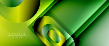 Çizgiler ve modern formlarla vektör geometrik arkaplan. Soyut yuvarlak şekiller, gölge ve ışık efektleri ile akışkan eğimli