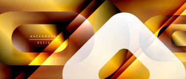 Çizgiler ve modern formlarla vektör geometrik arkaplan. Soyut yuvarlak şekiller, gölge ve ışık efektleri ile akışkan eğimli