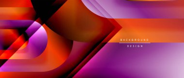 Çizgiler ve modern formlarla vektör geometrik arkaplan. Soyut yuvarlak şekiller, gölge ve ışık efektleri ile akışkan eğimli