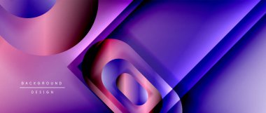 Çizgiler ve modern formlarla vektör geometrik arkaplan. Soyut yuvarlak şekiller, gölge ve ışık efektleri ile akışkan eğimli