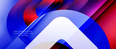 Çizgiler ve modern formlarla vektör geometrik arkaplan. Soyut yuvarlak şekiller, gölge ve ışık efektleri ile akışkan eğimli