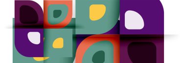 Soyut yuvarlak şekiller ve gölge efektleri tekrarlanan vektör modern geometrik arkaplan kümesi