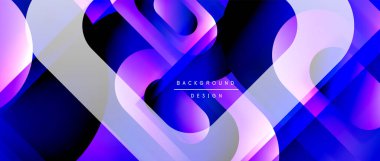 Çizgiler ve modern formlarla vektör geometrik arkaplan. Soyut yuvarlak şekiller, gölge ve ışık efektleri ile akışkan eğimli