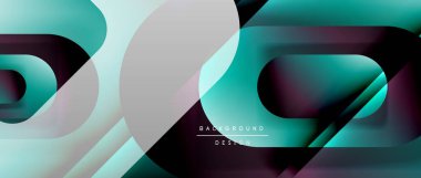 Çizgiler ve modern formlarla vektör geometrik arkaplan. Soyut yuvarlak şekiller, gölge ve ışık efektleri ile akışkan eğimli