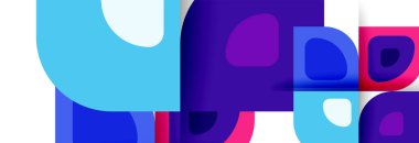 Soyut yuvarlak şekiller ve gölge efektleri tekrarlanan vektör modern geometrik arkaplan kümesi