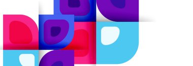 Soyut yuvarlak şekiller ve gölge efektleri tekrarlanan vektör modern geometrik arkaplan kümesi