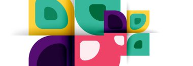 Soyut yuvarlak şekiller ve gölge efektleri tekrarlanan vektör modern geometrik arkaplan kümesi