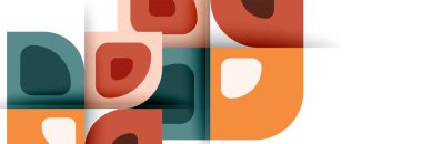 Soyut yuvarlak şekiller ve gölge efektleri tekrarlanan vektör modern geometrik arkaplan kümesi