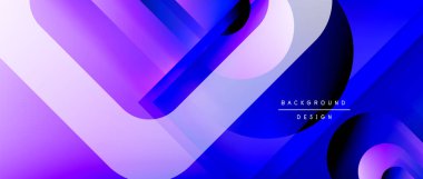 Çizgiler ve modern formlarla vektör geometrik arkaplan. Soyut yuvarlak şekiller, gölge ve ışık efektleri ile akışkan eğimli