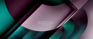 Çizgiler ve modern formlarla vektör geometrik arkaplan. Soyut yuvarlak şekiller, gölge ve ışık efektleri ile akışkan eğimli