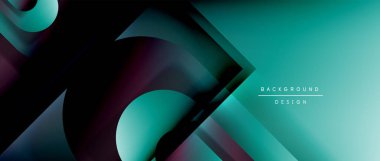 Çizgiler ve modern formlarla vektör geometrik arkaplan. Soyut yuvarlak şekiller, gölge ve ışık efektleri ile akışkan eğimli