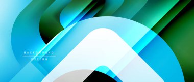 Çizgiler ve modern formlarla vektör geometrik arkaplan. Soyut yuvarlak şekiller, gölge ve ışık efektleri ile akışkan eğimli